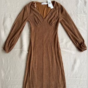 All in Favor Plissé Empire Waist Midi Dress